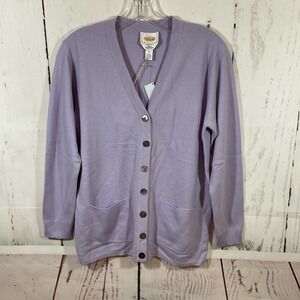 Vintage Talbots Petites Pure Cashmere Cardigan Sweater SP Lavender Deadstock